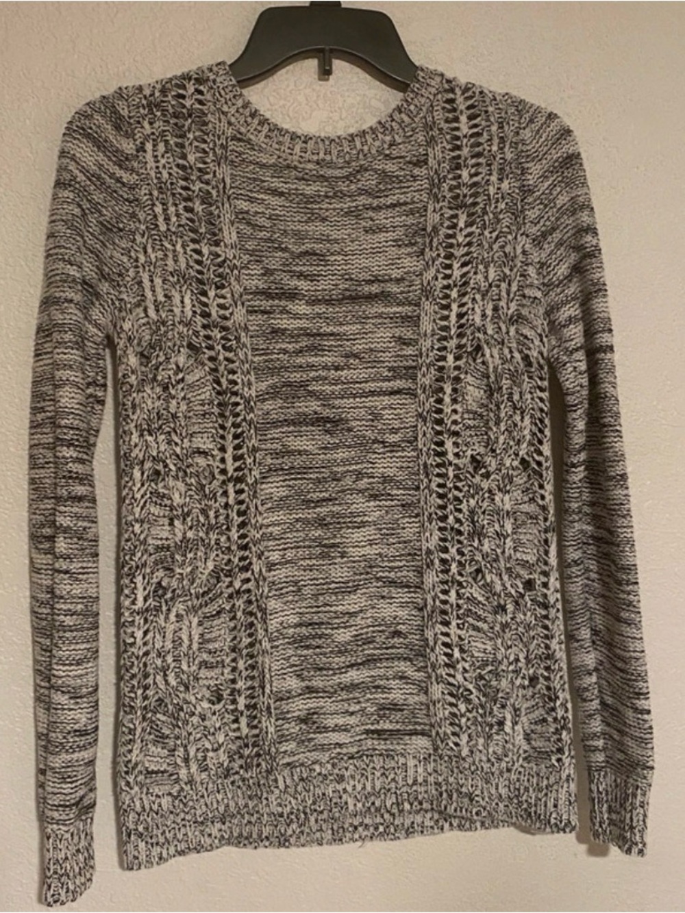 MICHAEL Michael Kors Gray (black&white) Marled Cable Crew Sweater